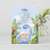Invitation Boys Watercolor Dinosaur 1er anniversaire Invitati (Debout devant)