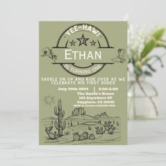 Invitation Boys Western First Rodeo Premier anniversaire (Debout devant)
