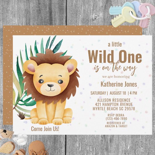 Invitation Boys Wild One Lion Baby shower