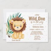 Invitation Boys Wild One Lion Baby shower (Devant)