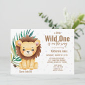Invitation Boys Wild One Lion Baby shower (Debout devant)