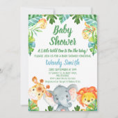 Invitation Boys Wild One Safari Animaux Baby shower (Devant)