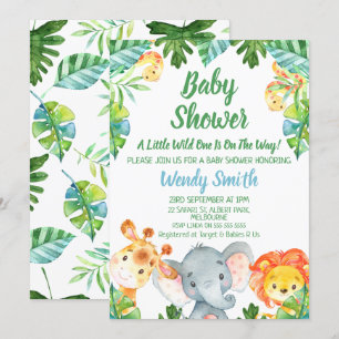 Invitation Boys Wild One Safari Animaux Baby shower