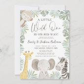 Invitation Boys Wild One Safari Animaux Couples Baby shower (Devant)
