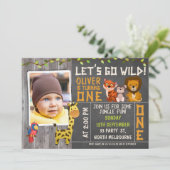 Invitation Boys Wild Safari Animaux 1er Anniversaire Invitati (Debout devant)