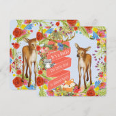 Invitation Boys Woodland Deer Baby shower (Devant / Derrière)