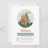 Invitation Boys Woodland Forest Camper Teddy Bear Birthday (Devant)