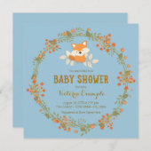 Invitation Boys Woodland Fox Baby shower (Devant / Derrière)