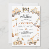 Invitation Boys Yellow Construction Dirty 3e anniversaire 3e (Devant)