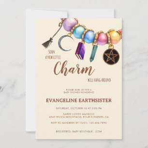 Invitation Bracelet Charme Aquarelle Baby Shower Païen