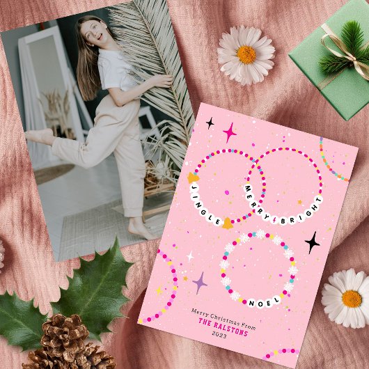 Invitation Bracelets d'amitié rose Noël Photo