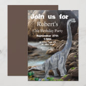 Invitation Brachiosaurus, Anniversaire Dinosaure, (Devant / Derrière)