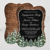 Invitation Bracket Black Snowy Bois & Forêt (Devant / Derrière)