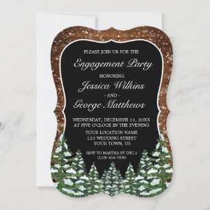 Invitation Bracket Black Snowy Bois & Forêt