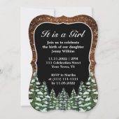 Invitation Bracket Snowy Wood & Forest Baby Girl Birth (Devant)