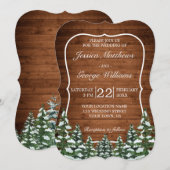 Invitation Bracket Snowy Wood & Forest Country Pine Mariage (Devant / Derrière)