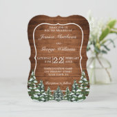 Invitation Bracket Snowy Wood & Forest Country Pine Mariage (Debout devant)