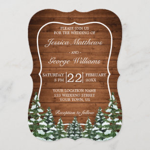 Invitation Bracket Snowy Wood & Forest Country Pine Mariage