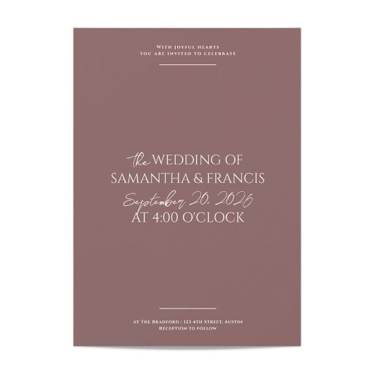 Invitation Bradford Modern Photo et Mariage de typographie