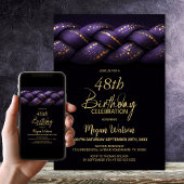 Invitation Braid en or violet n'importe quel âge fête d'anniv
