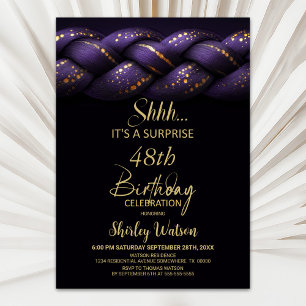 Invitation Braid en or violet n'importe quel âge Surprise Ann