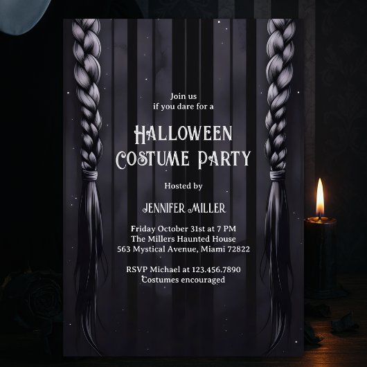 Invitation Braids gothiques noirs et gris Halloween Costume P