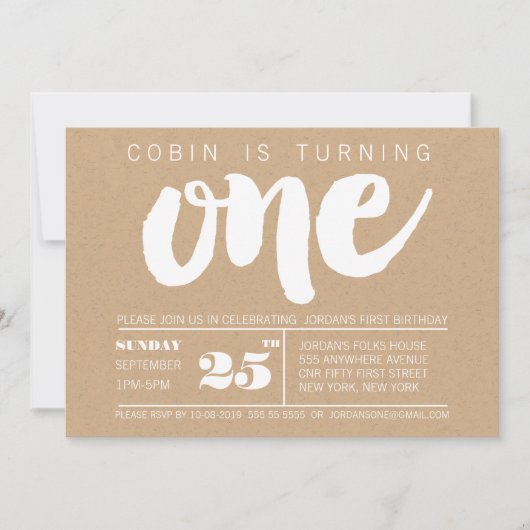 Invitation Branché 1er anniversaire Garçons Numéro Un Personn (Devant)