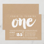 Invitation Branché 1er anniversaire Garçons Numéro Un Personn (Devant / Derrière)