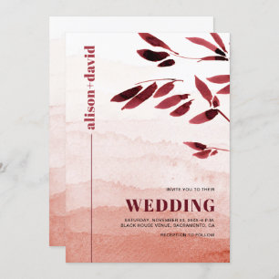 Invitation Branche Aquarelle Code QR Japandi mariage