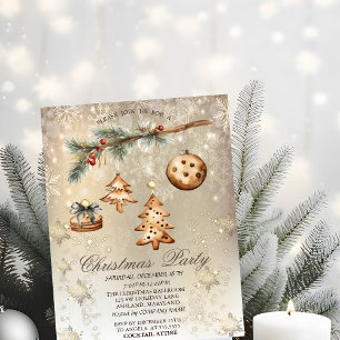 Invitation Branche Arbre, Ornements, Or des étoiles