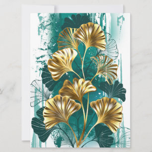 Invitation Branche avec Feuilles d'or Ginko Biloba