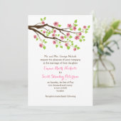Invitation Branche avec fleurs de cerisier rose mariage de pr (Debout devant)