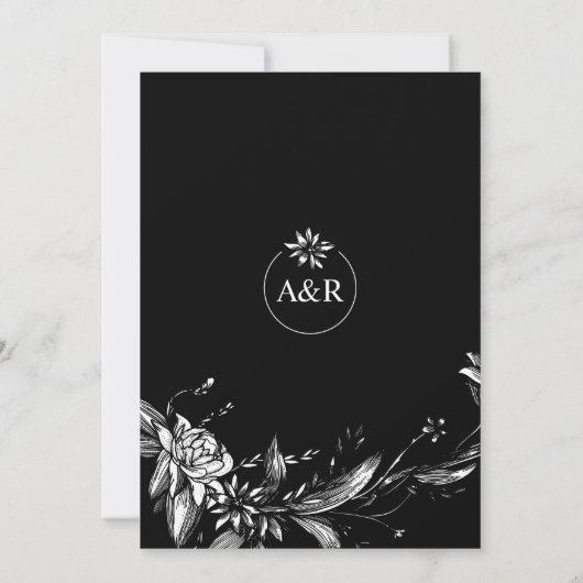 Invitation Branche avec fleurs noires mariage douche nuptiale (Dos)