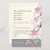 Invitation Branche avec fleurs roses mariage personnalisé (Devant / Derrière)
