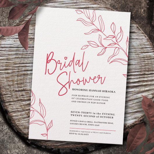 Invitation Branche blanche rose rose de la douche nuptiale fe