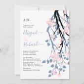 Invitation Branche bleu foncé, fleurs rousses initiales maria (Devant)