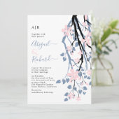 Invitation Branche bleu foncé, fleurs rousses initiales maria (Debout devant)