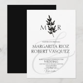 Invitation Branche Botanique Mariage Monogrammé Esperluette (Devant / Derrière)