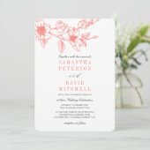 Invitation Branche Chic Floral Magnolia | Corail | MARIAGE (Debout devant)