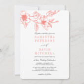 Invitation Branche Chic Floral Magnolia | Corail | MARIAGE (Devant)