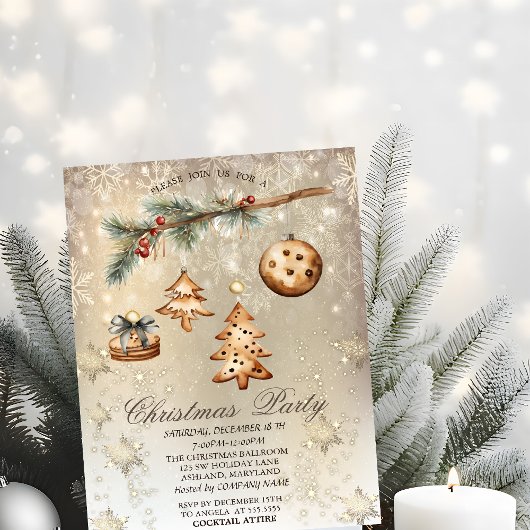 Invitation Branche d'arbre, Ornements, Étoiles Or