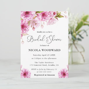 Invitation Branche de Cerisier Fleurie Mariage Watercolor