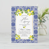 Invitation branche de citron et mosaïque bleue aquarelle chau (Debout devant)