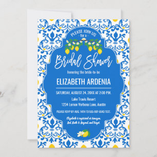 Invitation Branche de citron Fête des mariées bleu jaune