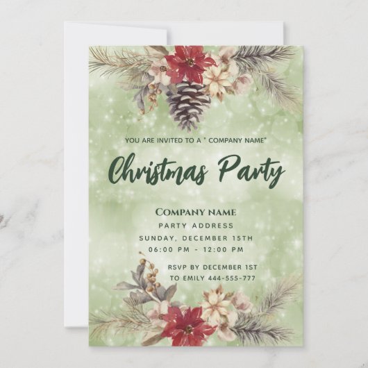 Invitation Branche de cône Boho Pine Fête de Noël (Devant)