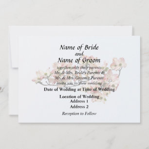 Invitation Branche de cornouiller rose
