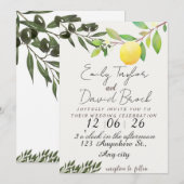 Invitation branche de feuille de vert olive et mariage de cit (Devant / Derrière)