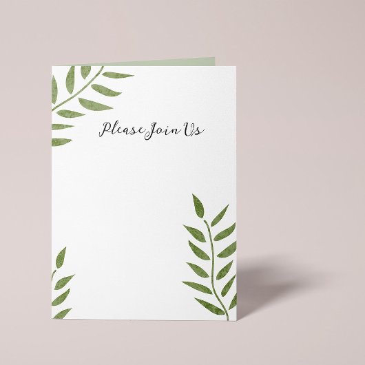 Invitation Branche de feuille verte dessinée à la main