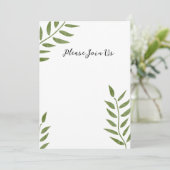 Invitation Branche de feuille verte dessinée à la main (Debout devant)