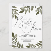 Invitation Branche de feuilles à l'aquarelle pour la douche d (Devant)